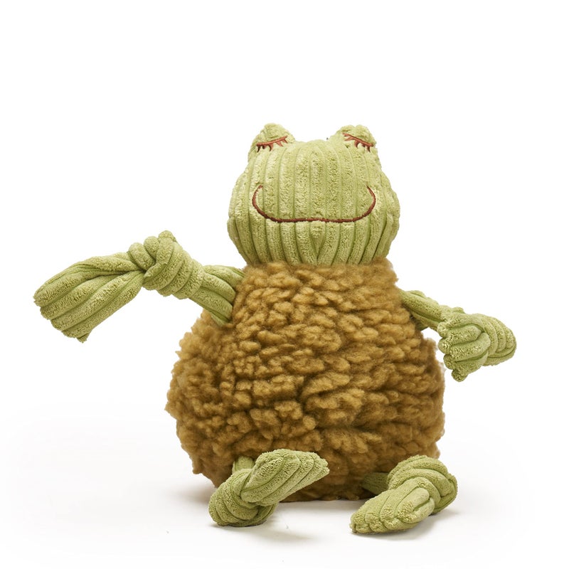 HuggleHounds Knottie Plush Dog Toy - Dog Stuffed Animal Toy, Puppy Toys, Squeaky Dog Toy for Small, Medium & Large Dogs, Durable Plush to Keep Them Busy - Fiona the Frog, Large - Image 1